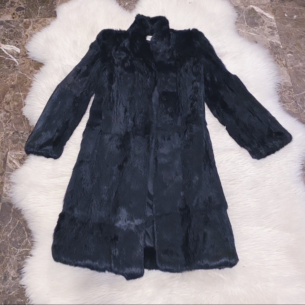 SOLD-Vintage Long Black Genuine Rabbit Fur Coat.